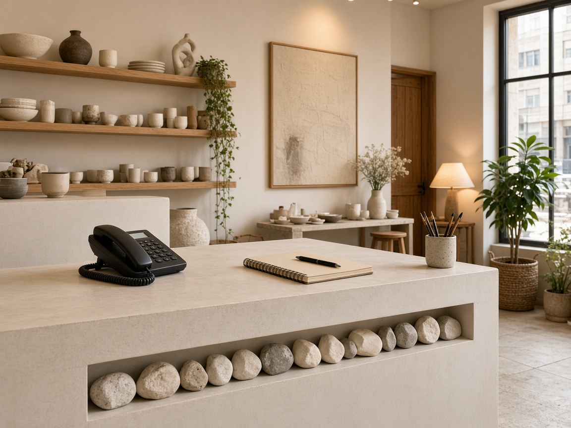 Contact desk at Insercabra Atelier in Kuwait City